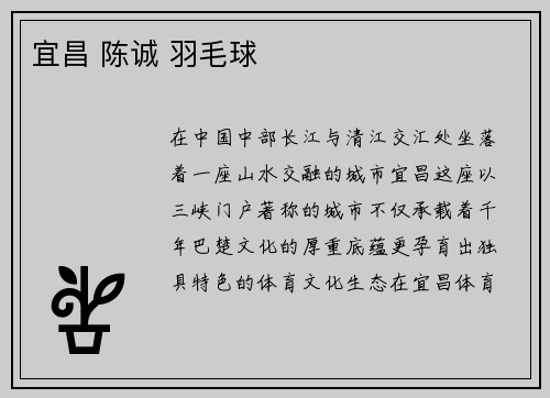 宜昌 陈诚 羽毛球